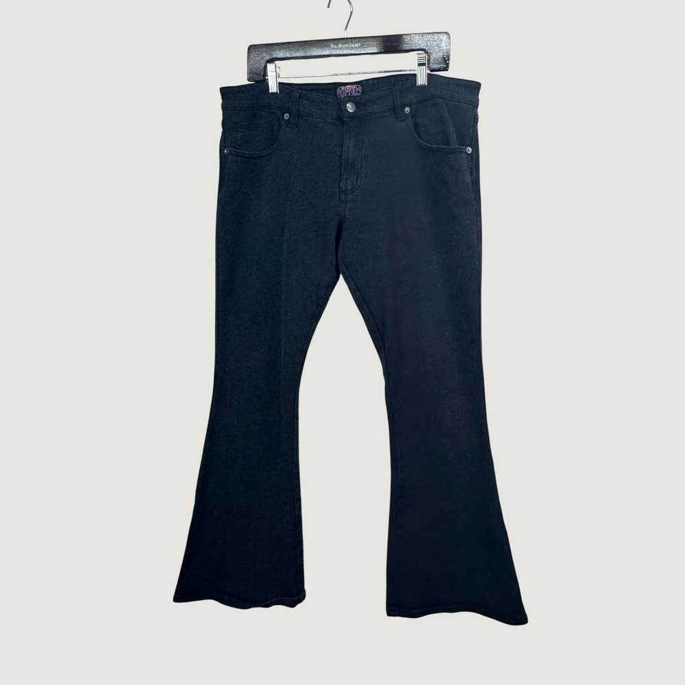 Tripp NYC Trash & Vaudeville Black Flare Jeans Cotton Stretch Bell Bottoms 38X30